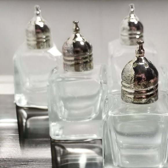 "Vintage Glass Mini Salt & Pepper Shakers w/ Silver Tops  Original Box Set-6 - Picture 10 of 11